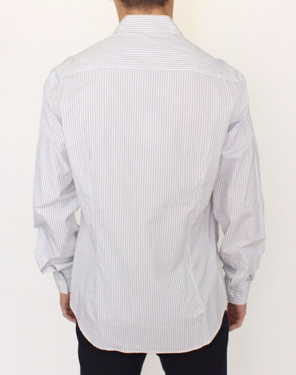 Chemise élégante en coton à rayures blanches et grises Ermanno Scervino