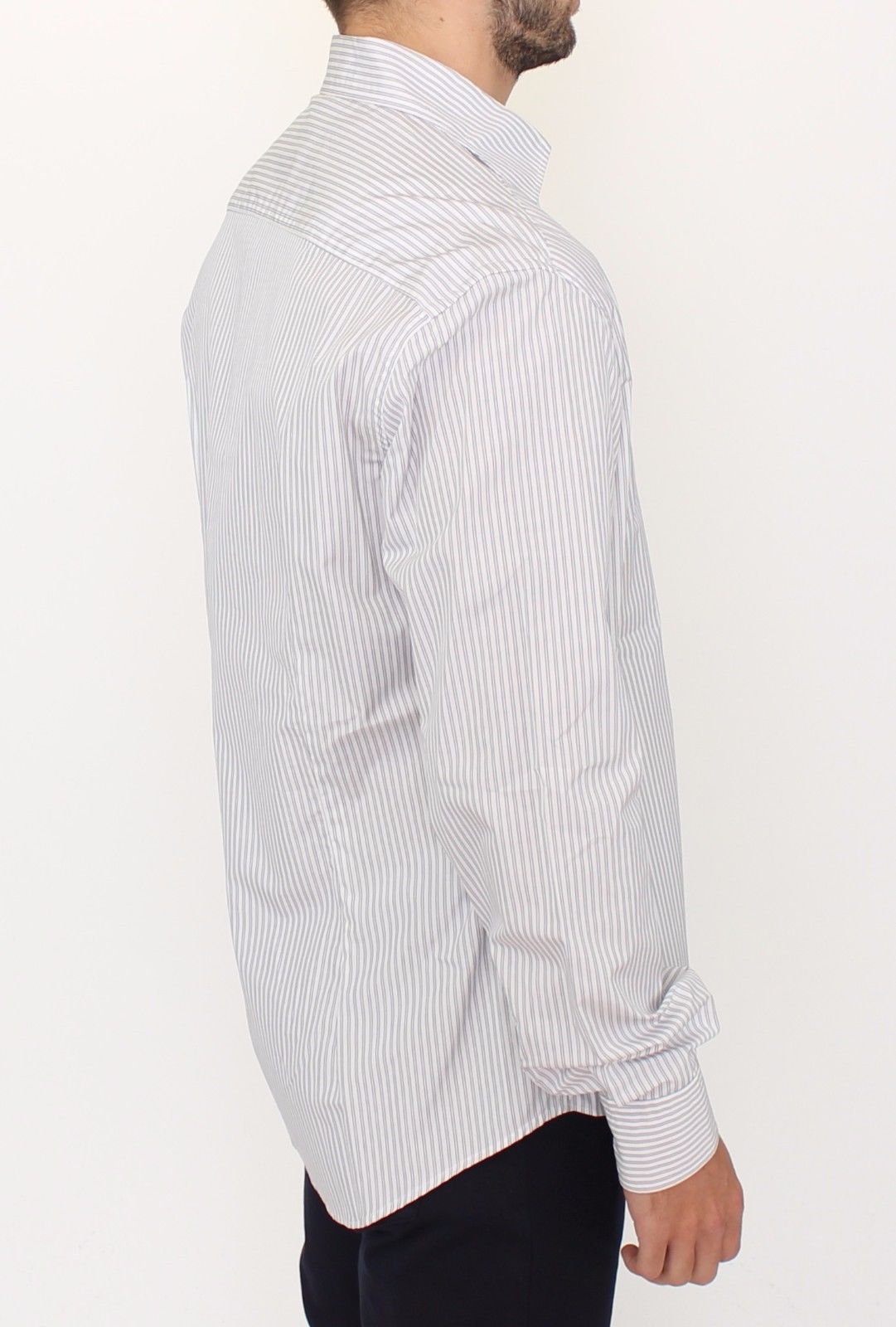 Chemise élégante en coton à rayures blanches et grises Ermanno Scervino