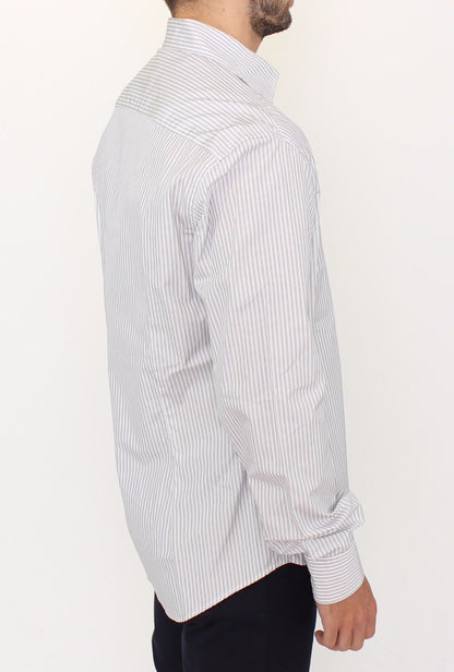 Chemise élégante en coton à rayures blanches et grises Ermanno Scervino