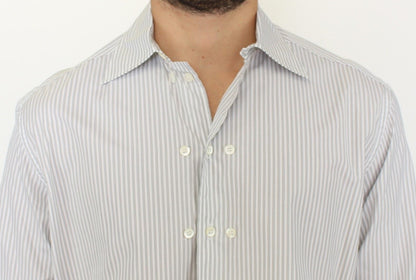 Chemise élégante en coton à rayures blanches et grises Ermanno Scervino
