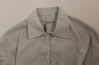 Chemise élégante en coton à rayures blanches et grises Ermanno Scervino