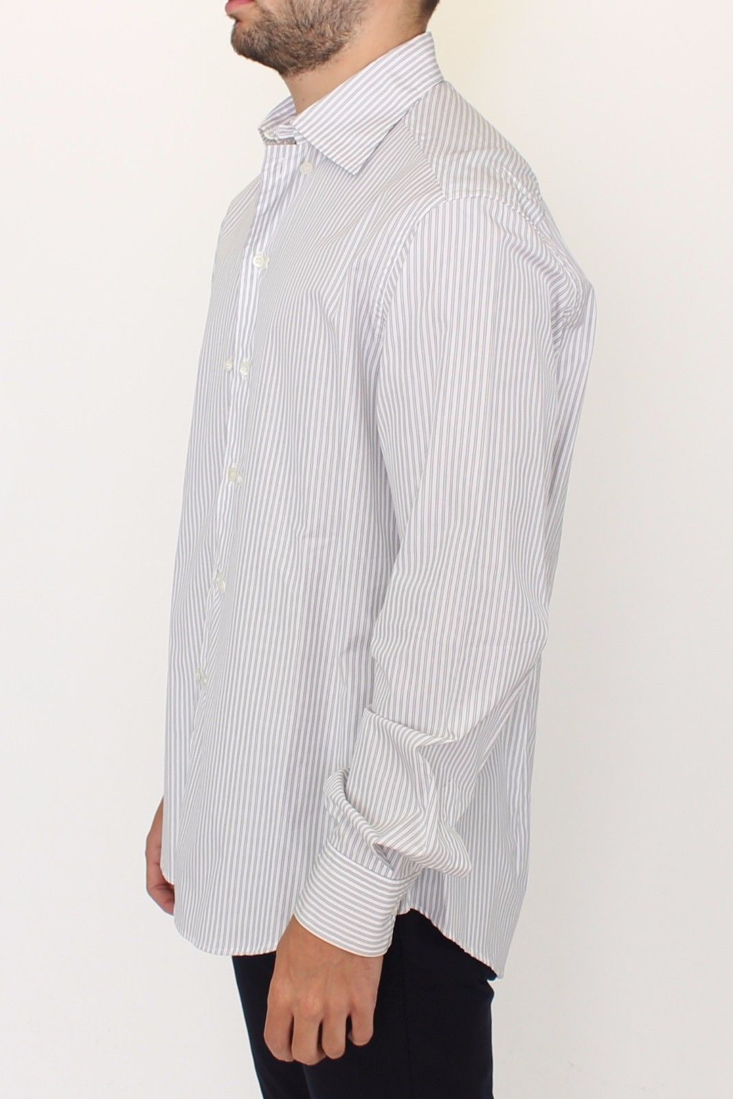 Chemise élégante en coton à rayures blanches et grises Ermanno Scervino