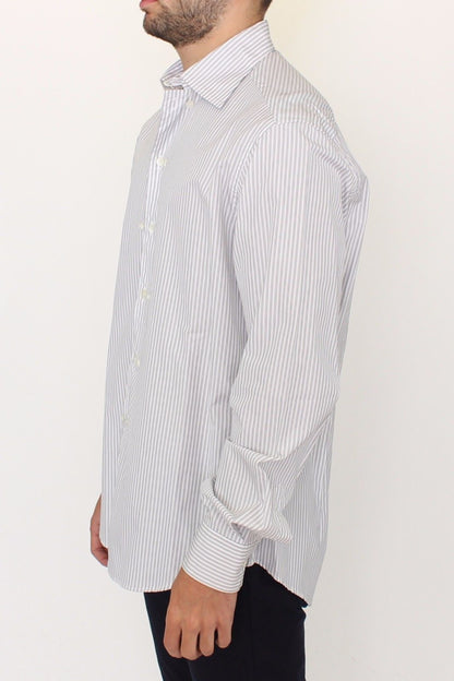 Chemise élégante en coton à rayures blanches et grises Ermanno Scervino