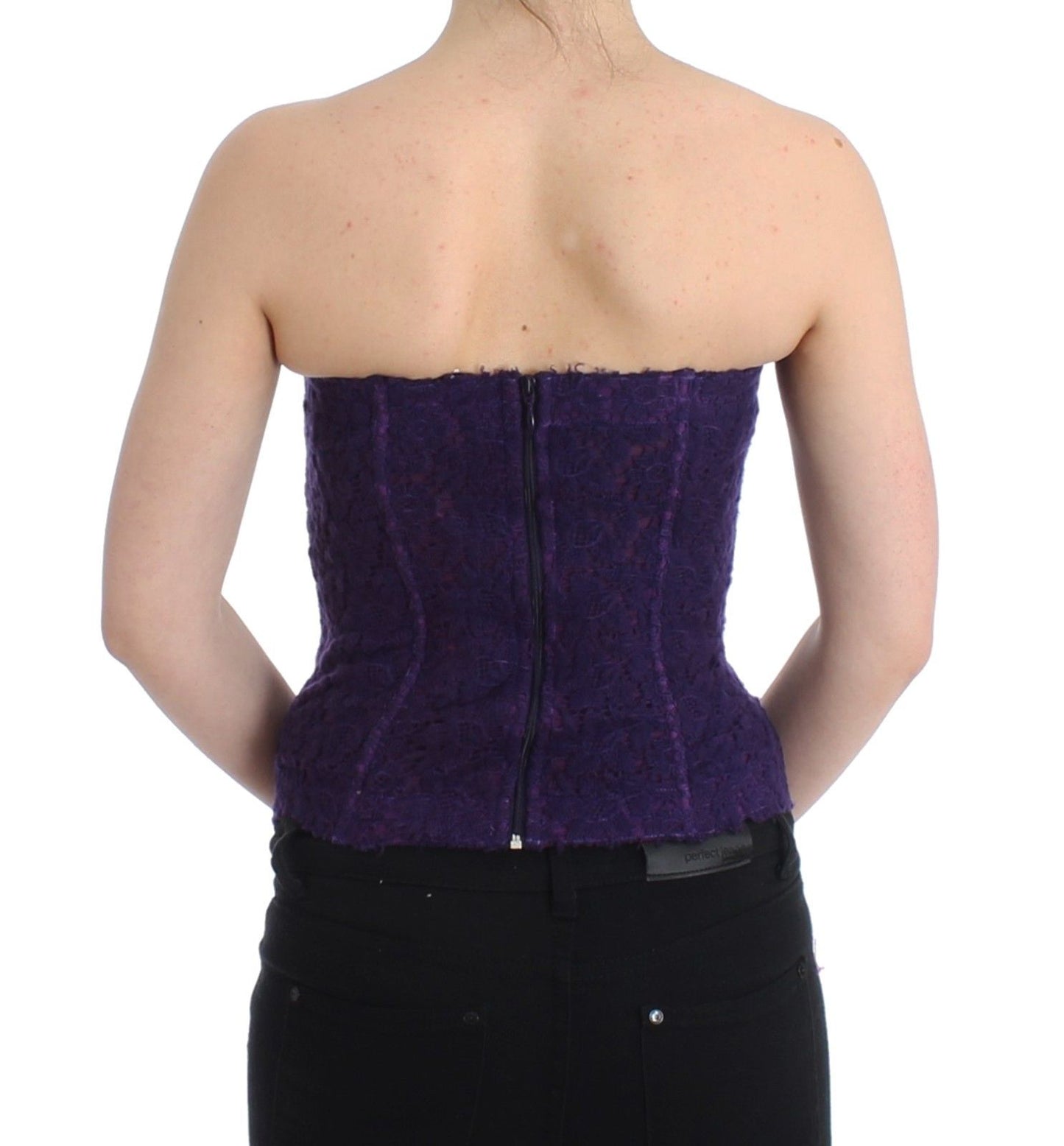 Ermanno Scervino Lingerie Purple Corset Bustier Top Floral Lace by Ermanno Scervino