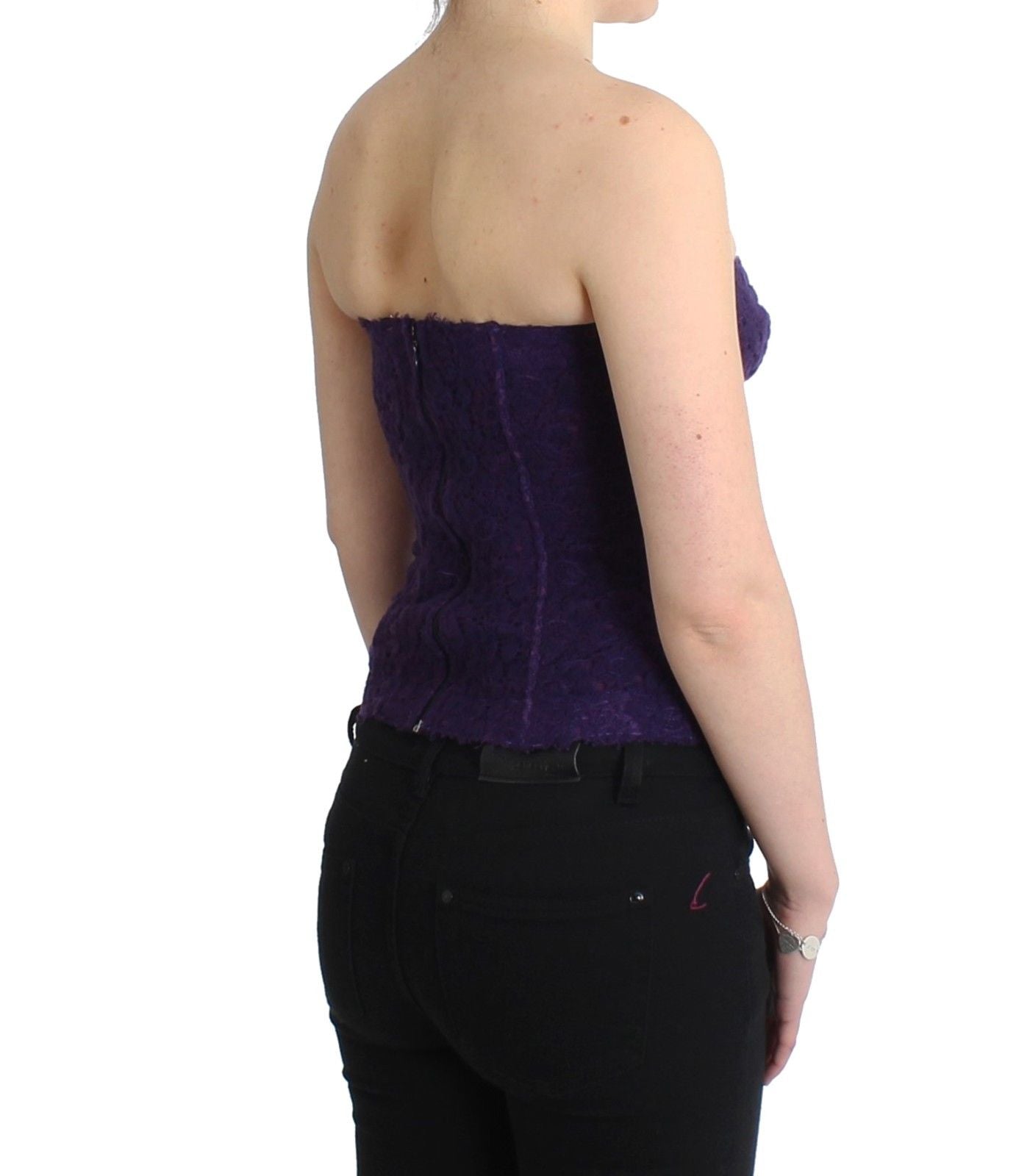 Ermanno Scervino Lingerie Purple Corset Bustier Top Floral Lace by Ermanno Scervino