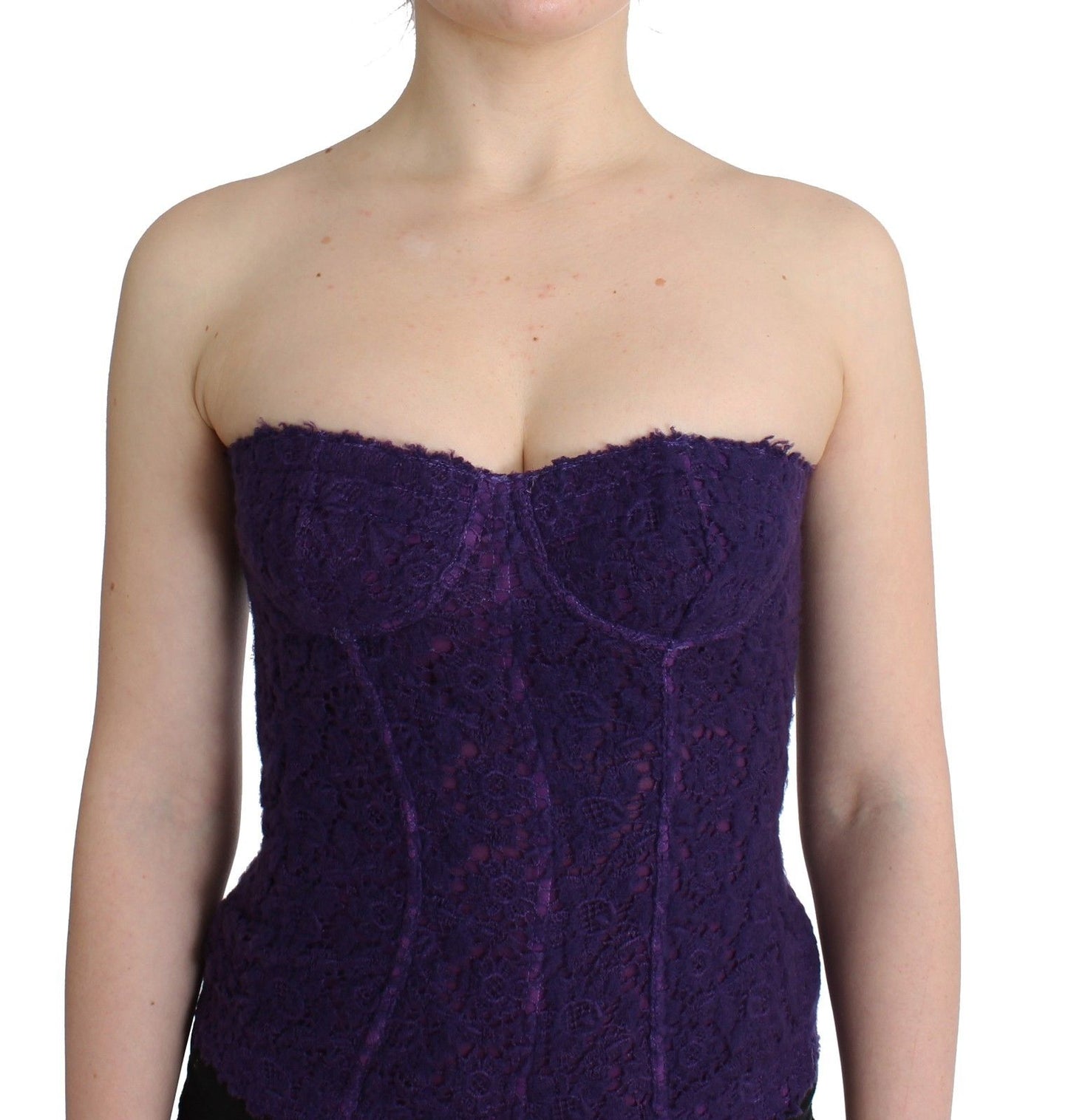 Ermanno Scervino Lingerie Purple Corset Bustier Top Floral Lace by Ermanno Scervino