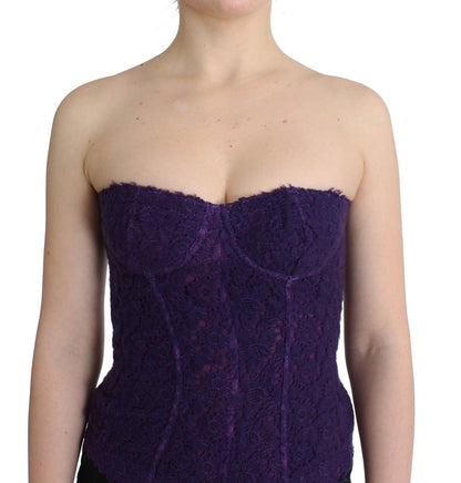 Ermanno Scervino Lingerie Purple Corset Bustier Top Floral Lace by Ermanno Scervino