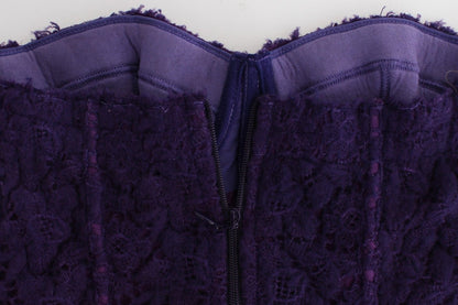 Ermanno Scervino Lingerie Purple Corset Bustier Top Floral Lace by Ermanno Scervino