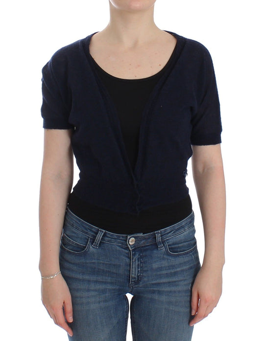 Pull court élégant en mélange d'alpaga bleu Ermanno Scervino