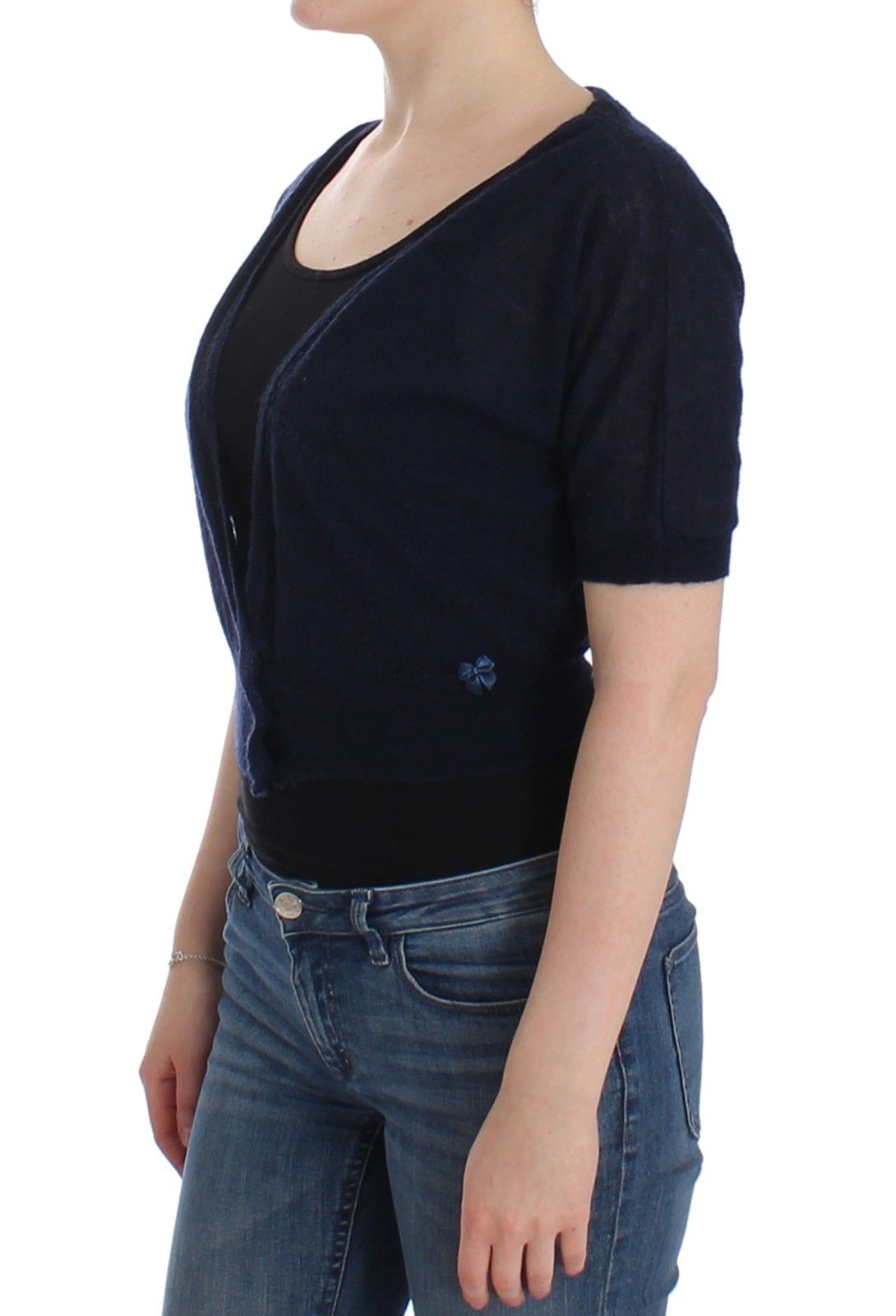 Pull court élégant en mélange d'alpaga bleu Ermanno Scervino