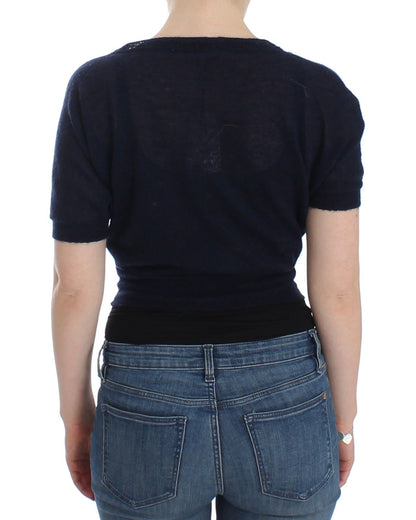 Pull court élégant en mélange d'alpaga bleu Ermanno Scervino