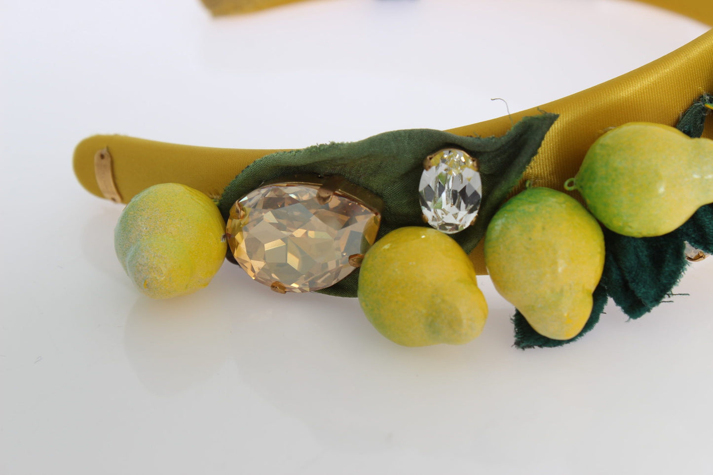 Dolce &amp; Gabbana Exquis Serre-tête en soie et cristal citronné