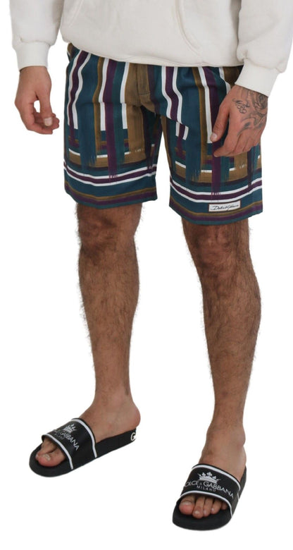 Dolce &amp; Gabbana Multicolor Striped Stretch Cotton Shorts