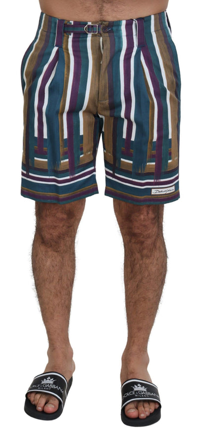 Dolce &amp; Gabbana Multicolor Striped Stretch Cotton Shorts