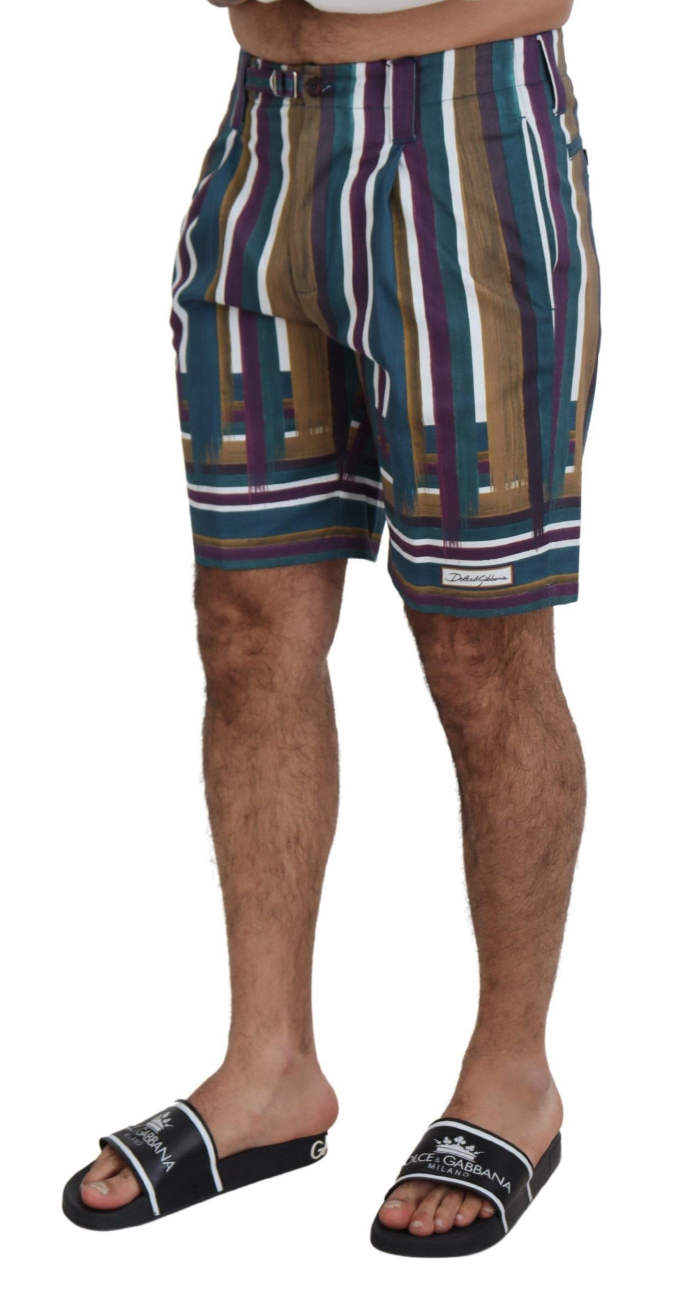 Dolce &amp; Gabbana Multicolor Striped Stretch Cotton Shorts