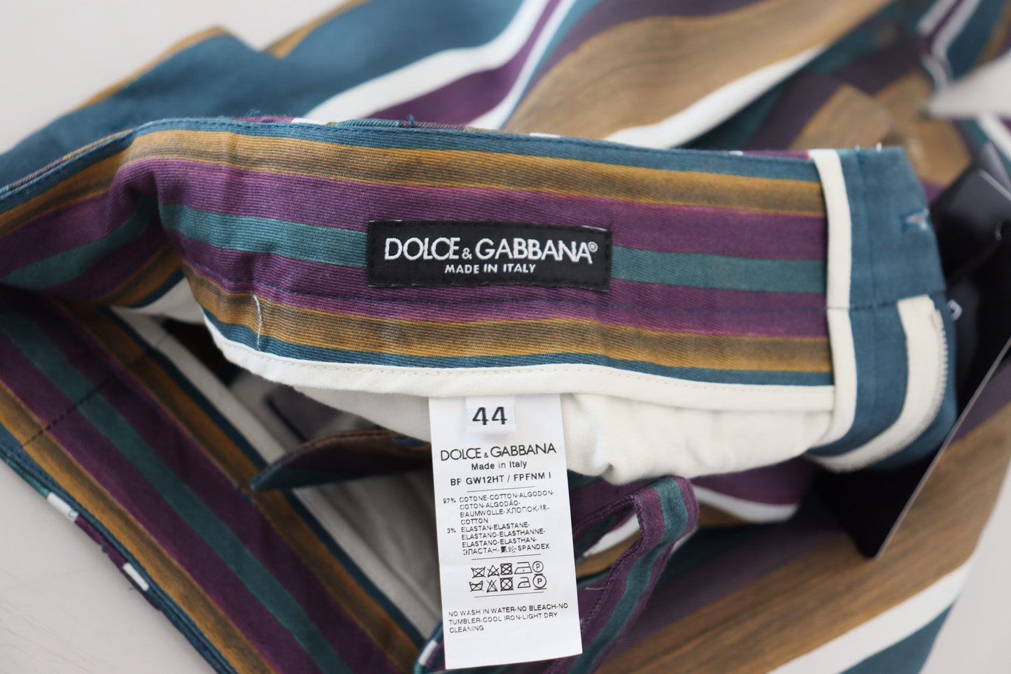 Dolce &amp; Gabbana Multicolor Striped Stretch Cotton Shorts