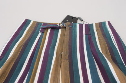Dolce &amp; Gabbana Multicolor Striped Stretch Cotton Shorts