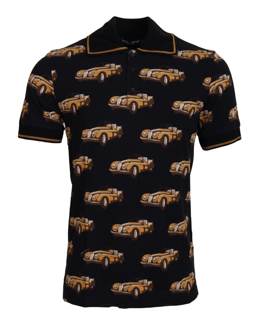 Polo Dolce &amp; Gabbana élégant à imprimé voiture noir