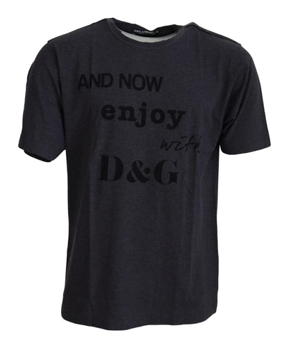 T-shirt ras du cou élégant à motif gris Dolce &amp; Gabbana