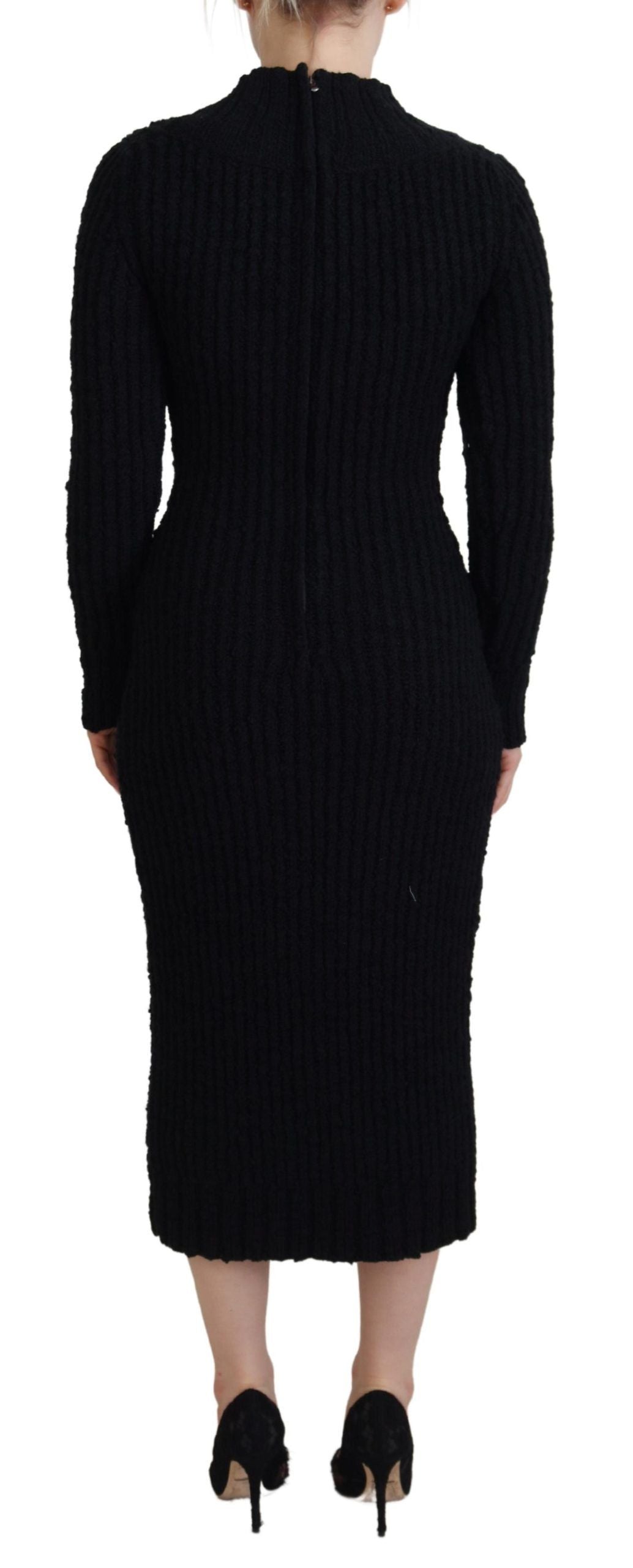 Dolce & Gabbana Black Wool Knitted Sheath Sweater Dress by Dolce & Gabbana