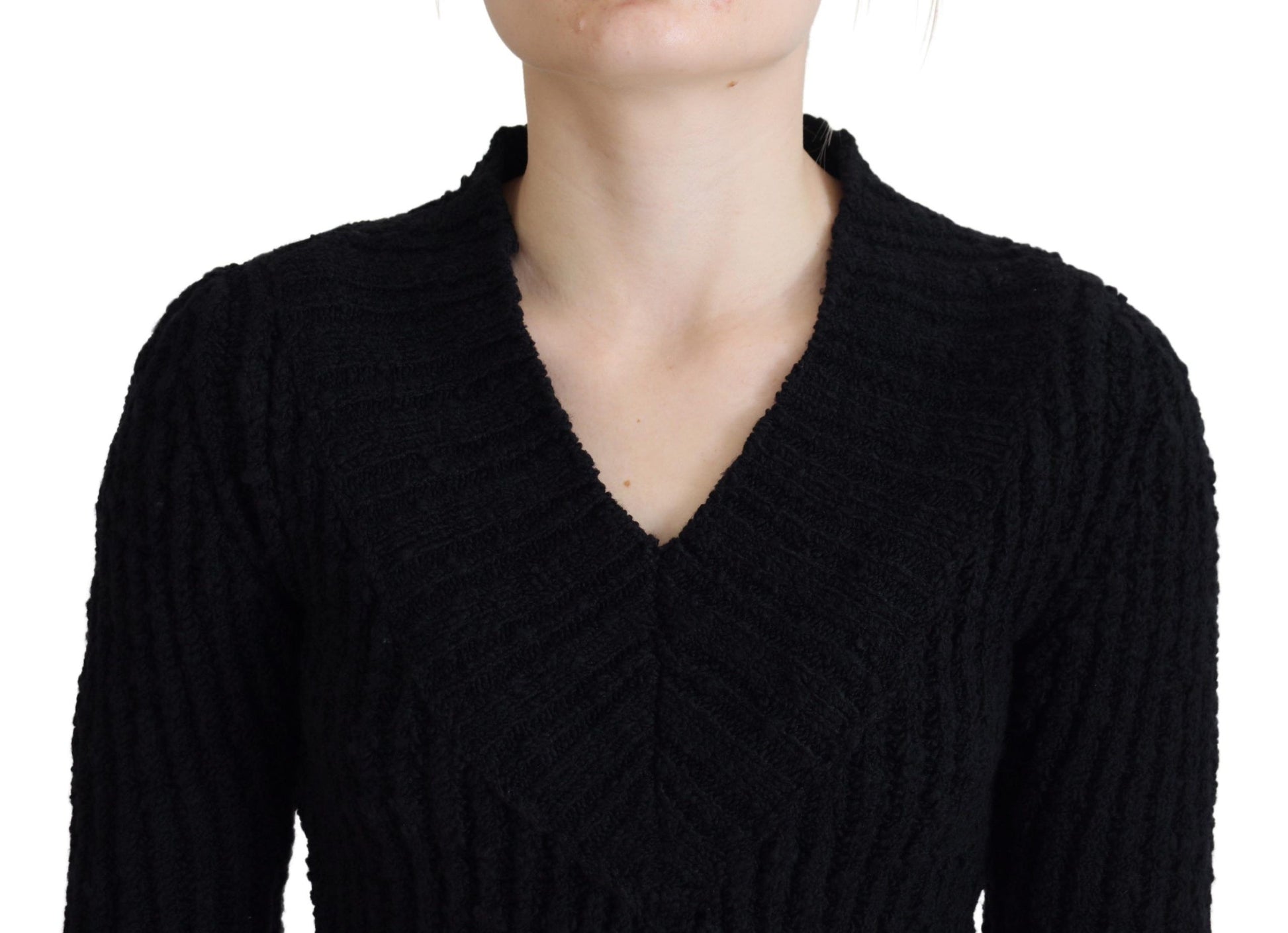 Dolce & Gabbana Black Wool Knitted Sheath Sweater Dress by Dolce & Gabbana