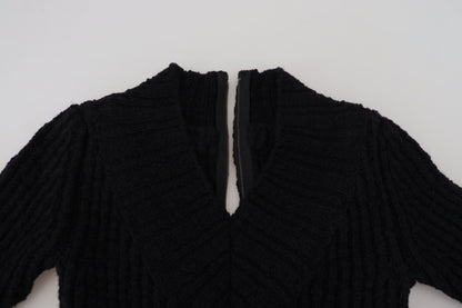 Dolce & Gabbana Black Wool Knitted Sheath Sweater Dress by Dolce & Gabbana