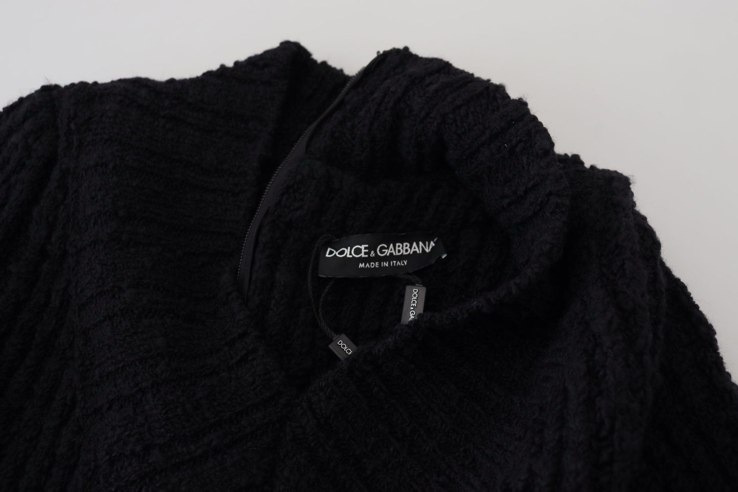 Dolce & Gabbana Black Wool Knitted Sheath Sweater Dress by Dolce & Gabbana