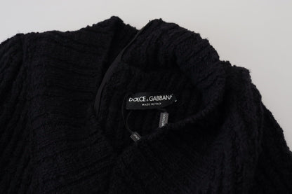 Dolce & Gabbana Black Wool Knitted Sheath Sweater Dress by Dolce & Gabbana