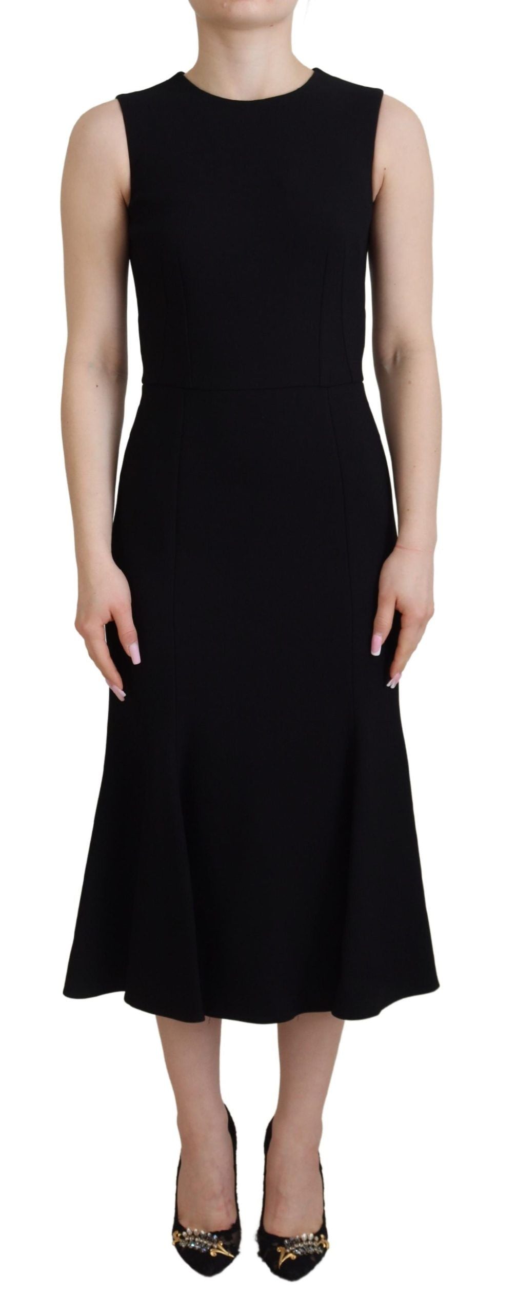 Dolce & Gabbana Black Dress Sheath Flare Viscose Dress by Dolce & Gabbana