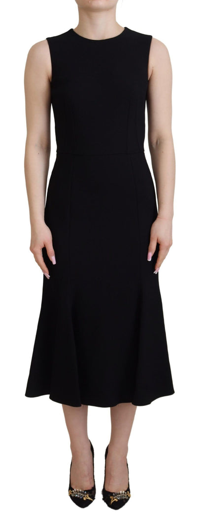 Dolce & Gabbana Black Dress Sheath Flare Viscose Dress by Dolce & Gabbana