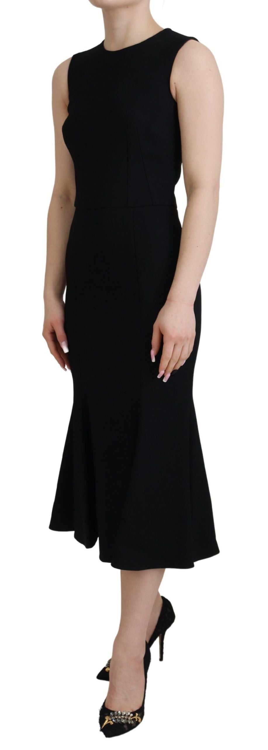 Dolce & Gabbana Black Dress Sheath Flare Viscose Dress by Dolce & Gabbana