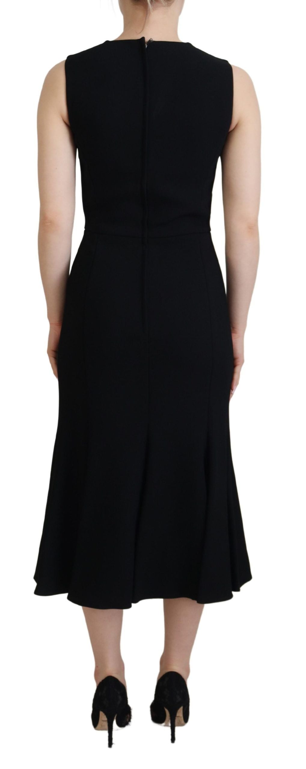 Dolce & Gabbana Black Dress Sheath Flare Viscose Dress by Dolce & Gabbana