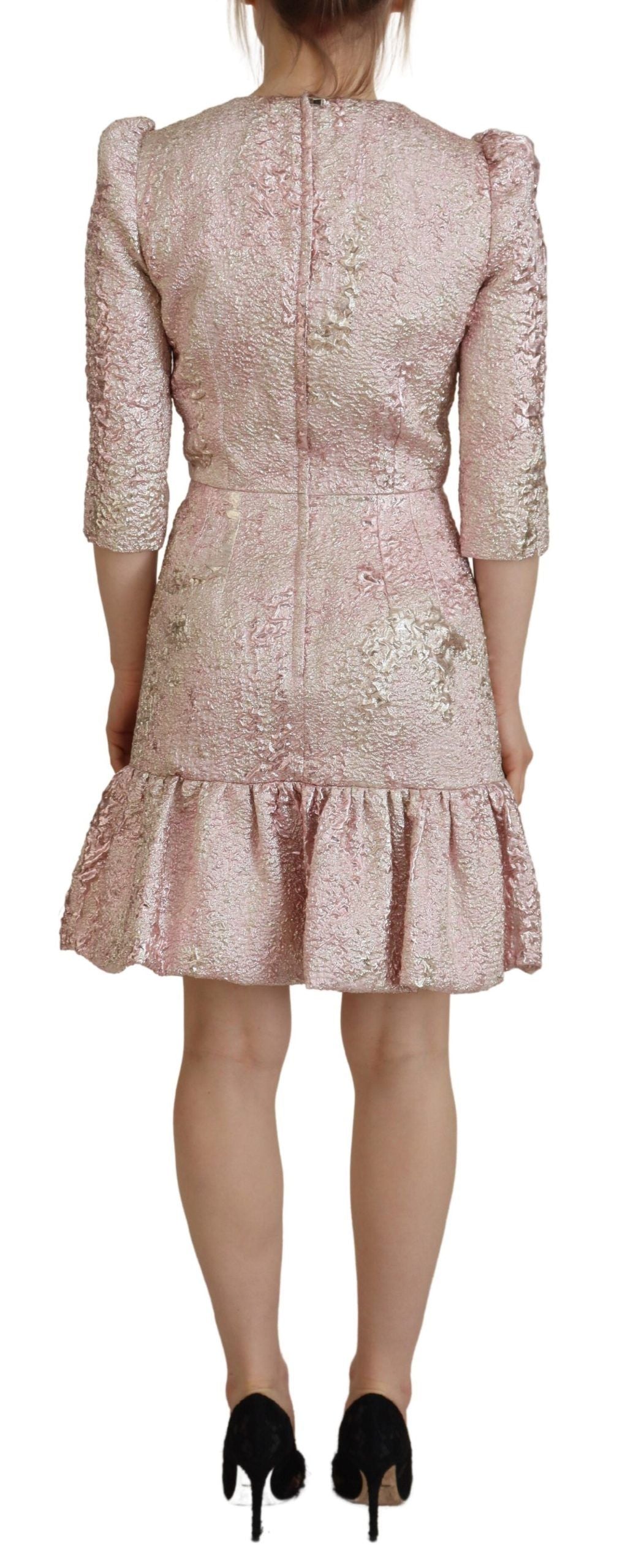 Dolce & Gabbana Pink Jaquard 3/4 Sleeve Sheath Midi Dress by Dolce & Gabbana