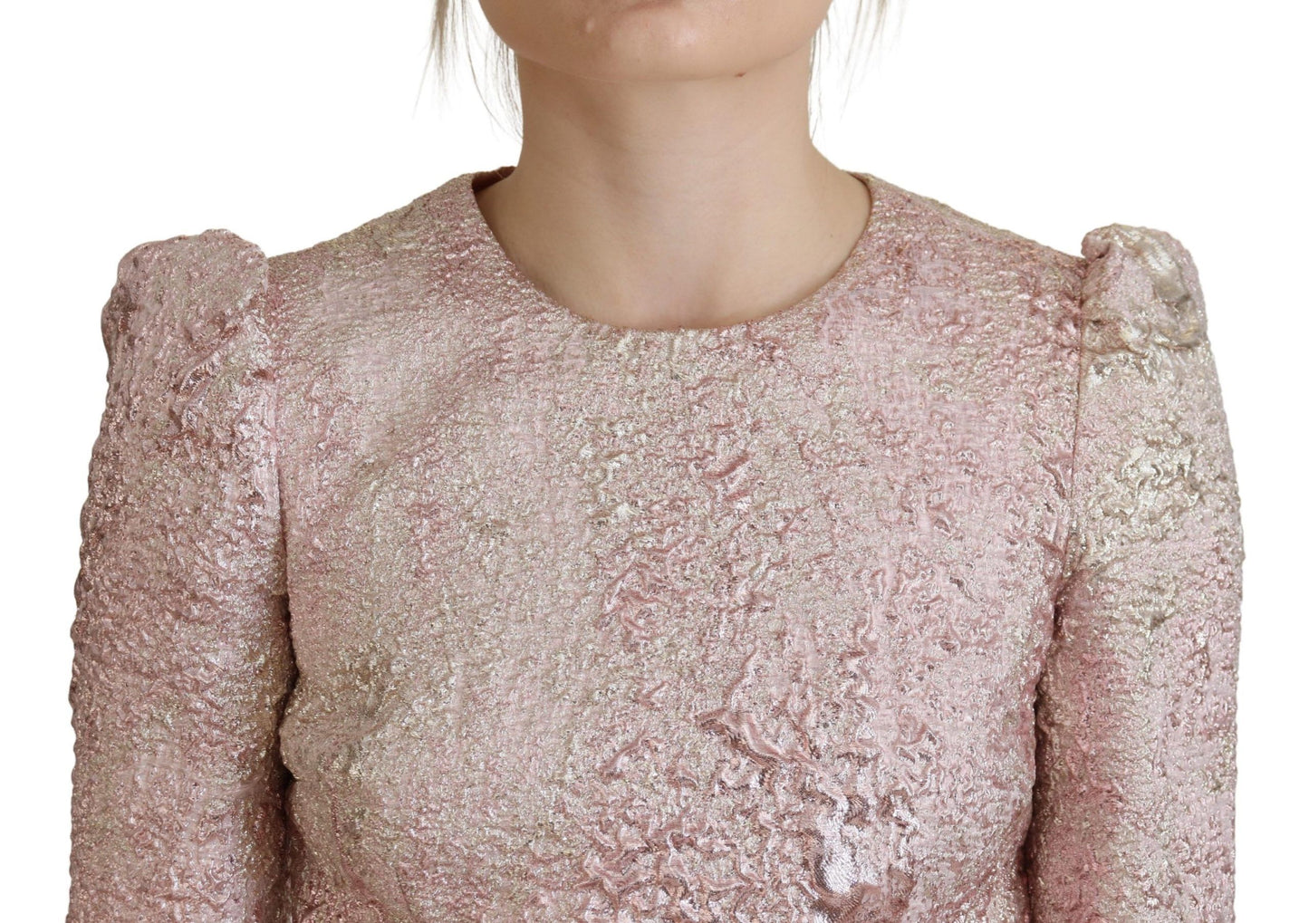 Dolce & Gabbana Pink Jaquard 3/4 Sleeve Sheath Midi Dress by Dolce & Gabbana