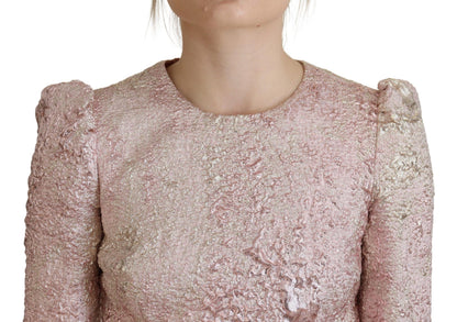 Dolce & Gabbana Pink Jaquard 3/4 Sleeve Sheath Midi Dress by Dolce & Gabbana