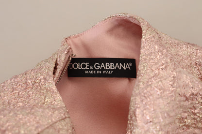 Dolce & Gabbana Pink Jaquard 3/4 Sleeve Sheath Midi Dress by Dolce & Gabbana