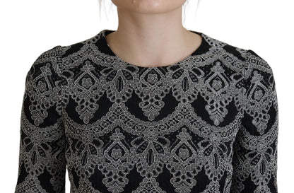 Dolce & Gabbana Black Gray Jacquard Sheath Bodycon Dress by Dolce & Gabbana