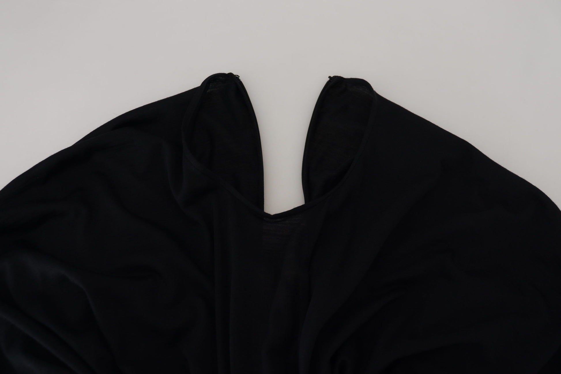 Dolce & Gabbana Black Sheath Midi Gown Wool Wrap Dress by Dolce & Gabbana