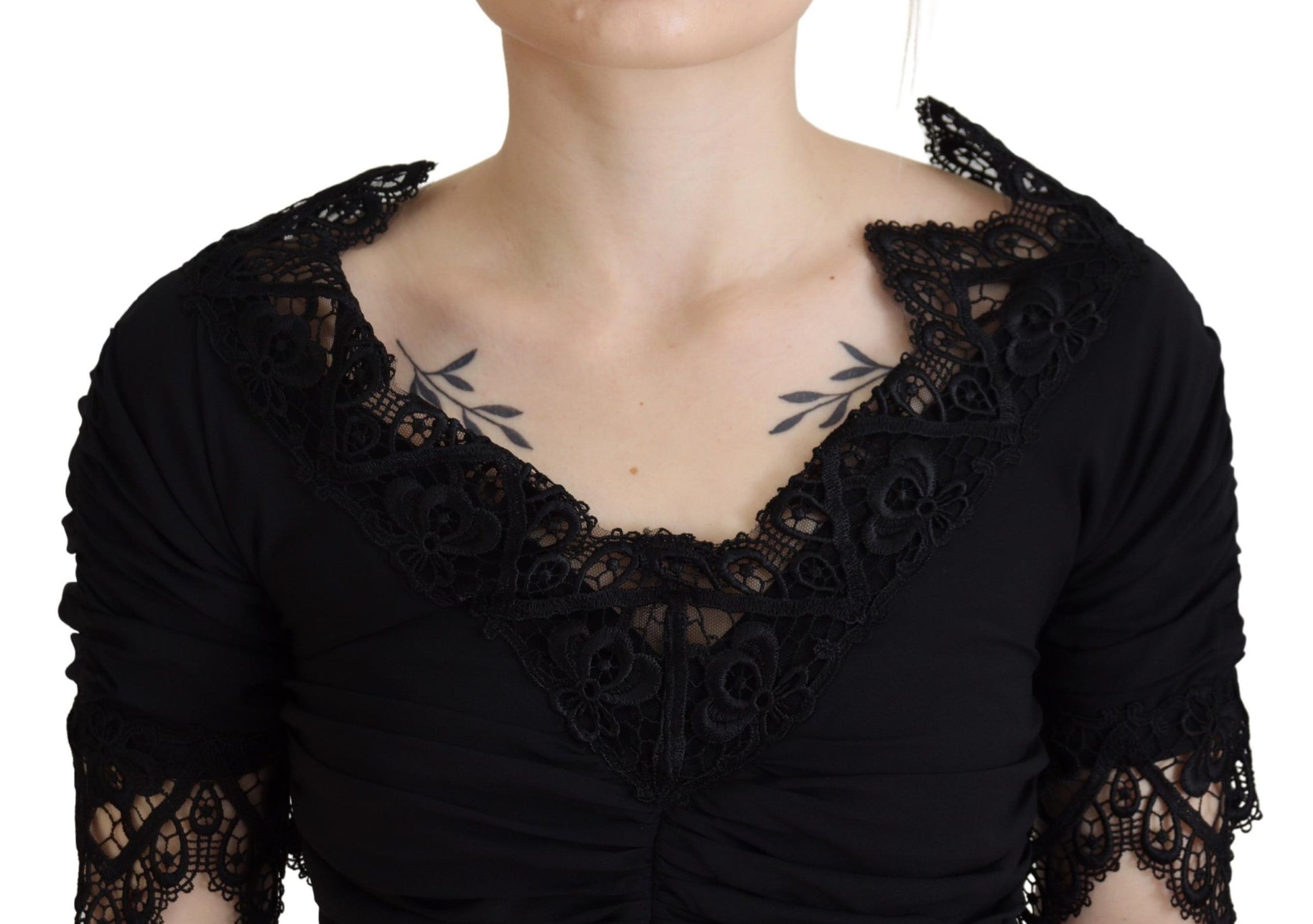 Dolce & Gabbana Black Sheath Midi Bodycon Lace Silk Dress by Dolce & Gabbana