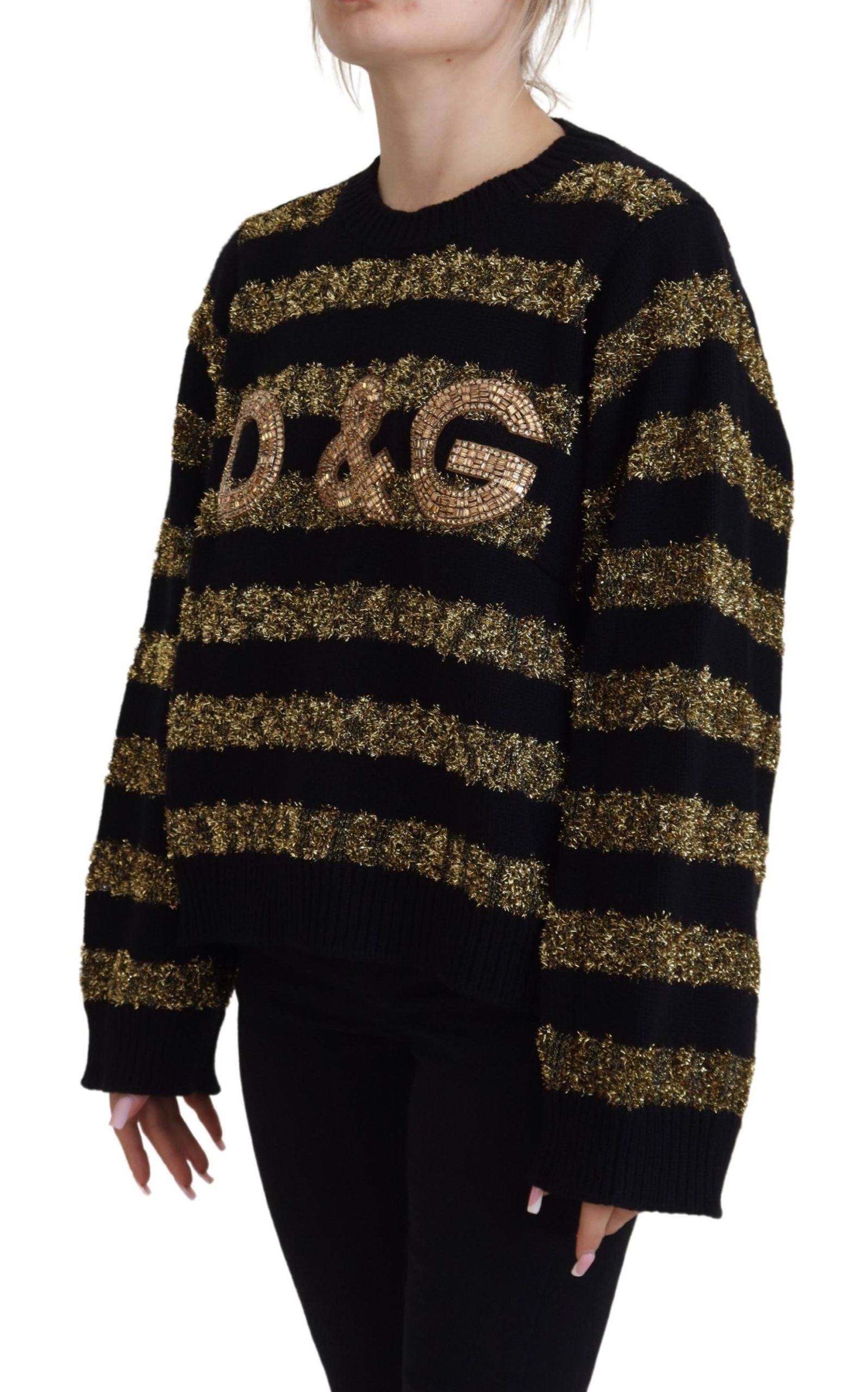 Dolce & Gabbana Black Gold D&G Crystal Cashmere Sweater by Dolce & Gabbana