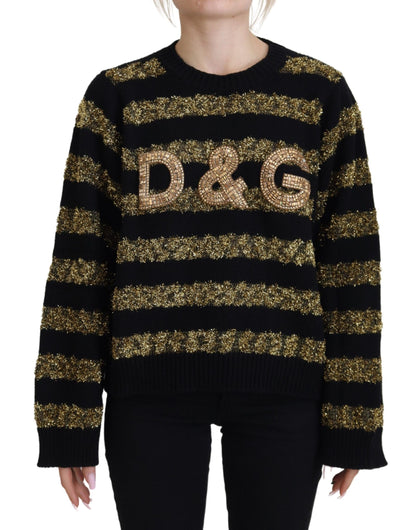 Dolce & Gabbana Black Gold D&G Crystal Cashmere Sweater by Dolce & Gabbana