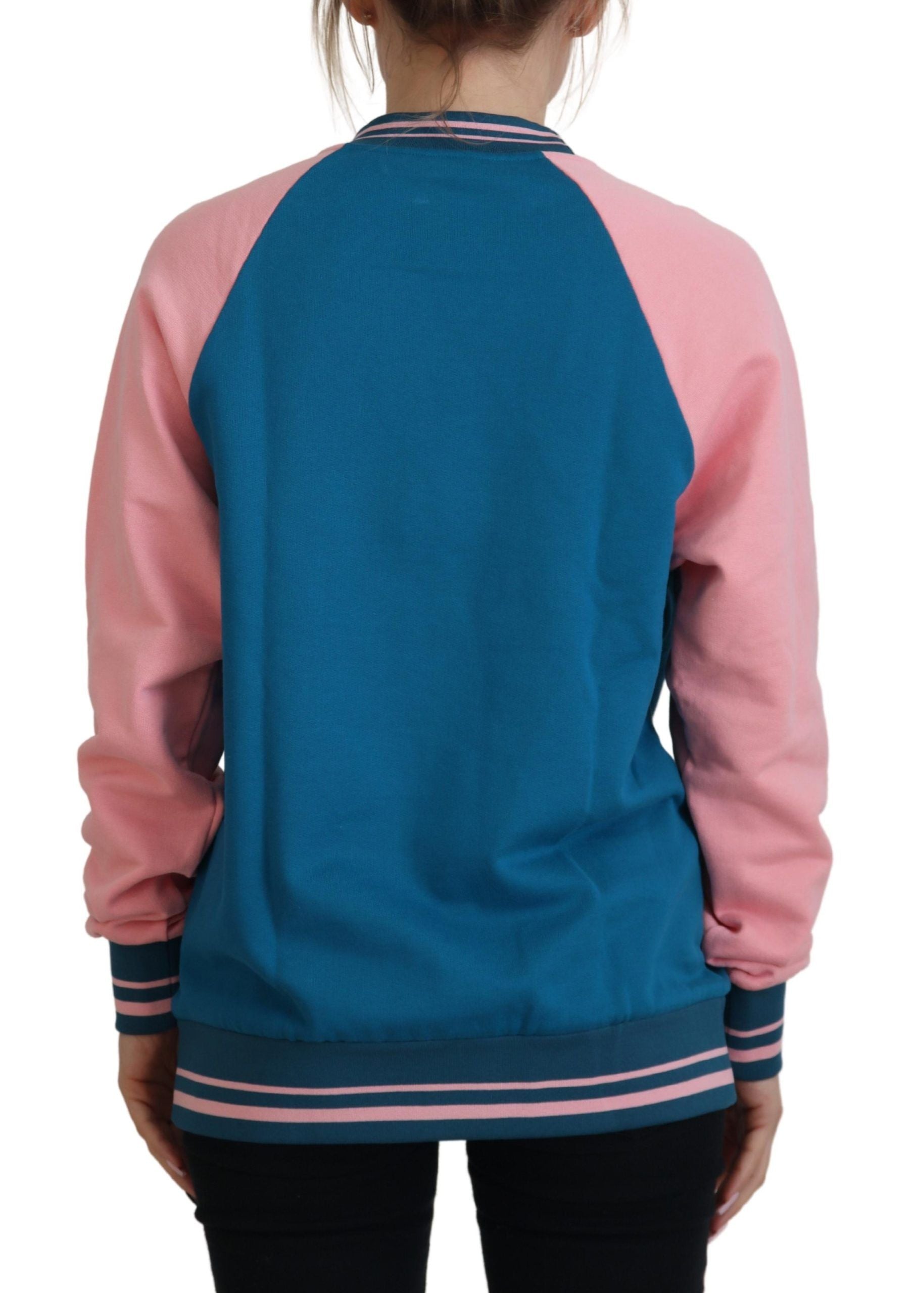 Dolce & Gabbana Blue Pink Queen Sequin Crystal Sweater by Dolce & Gabbana