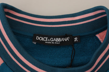 Dolce & Gabbana Blue Pink Queen Sequin Crystal Sweater by Dolce & Gabbana