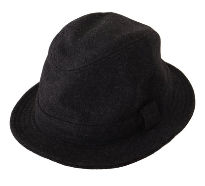 Dolce &amp; Gabbana Élégant chapeau Trilby gris en laine et cachemire