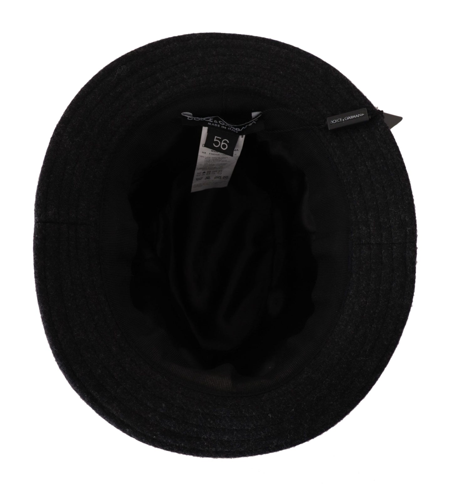 Dolce &amp; Gabbana Élégant chapeau Trilby gris en laine et cachemire