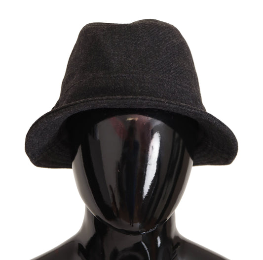 Dolce &amp; Gabbana Gray Virgin Wool Logo Fedora Trilby Cappello Hat