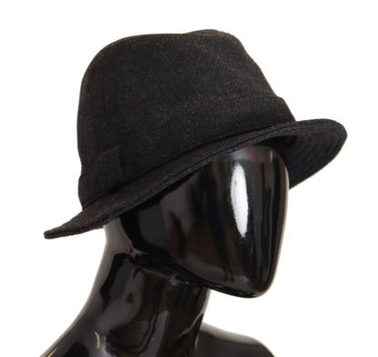 Dolce &amp; Gabbana Élégant chapeau Trilby gris en laine et cachemire