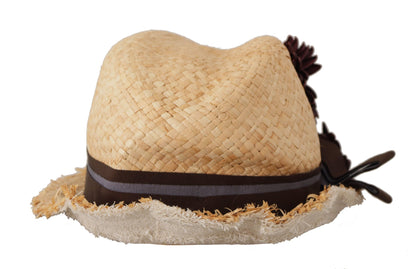 Dolce &amp; Gabbana Yellow Ribbon Floral Embellished Straw Hat