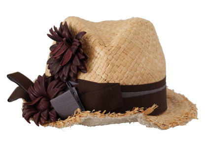 Dolce &amp; Gabbana Yellow Ribbon Floral Embellished Straw Hat