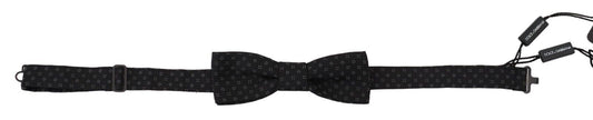 Dolce &amp; Gabbana Black Pattern Silk Adjustable Neck Papillon Bow Tie